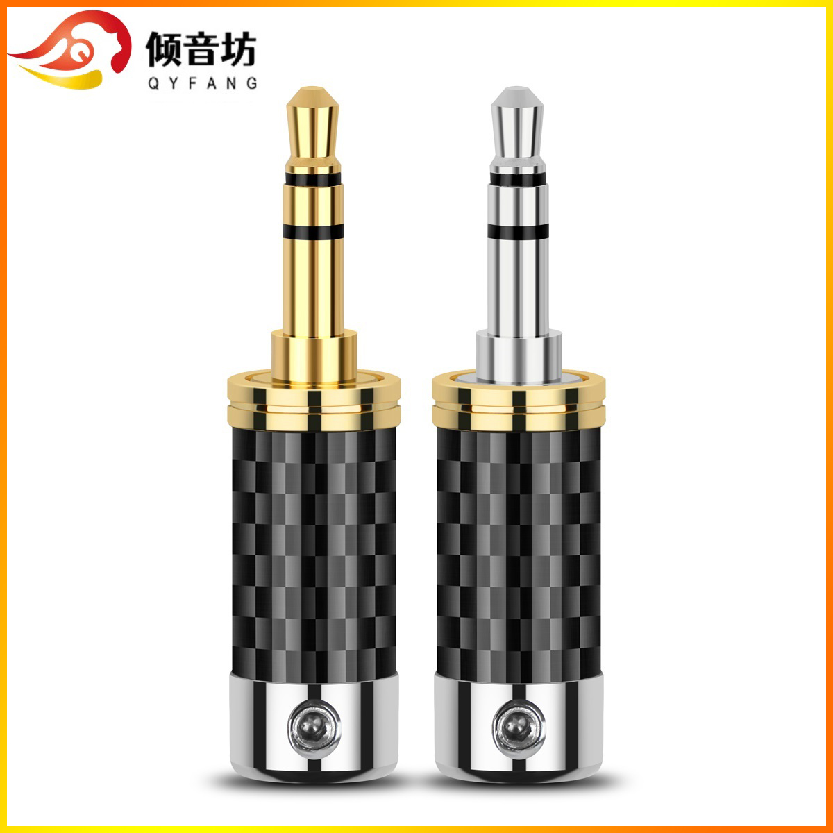 Audiophile Headphone Wired - Qyfang 3.5 ミリメートル 3 極ステレオ金属アダプタ炭素繊維オーディオジャックロジウムメッキ銅イヤホンプラグヘッドホン電線コネクタ
