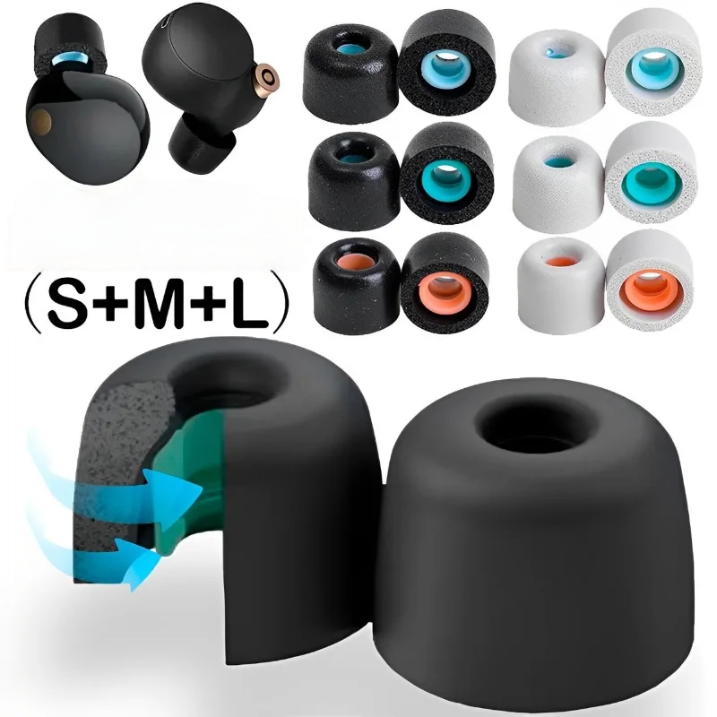 Earphone Foam Tip - 低反発イヤホンイヤーパッドケース Sony WF-1000XM4 WF-1000XM3 用インイヤーカバーイヤフォンチップイヤーキャップイヤーチップアクセサリー S/M/L