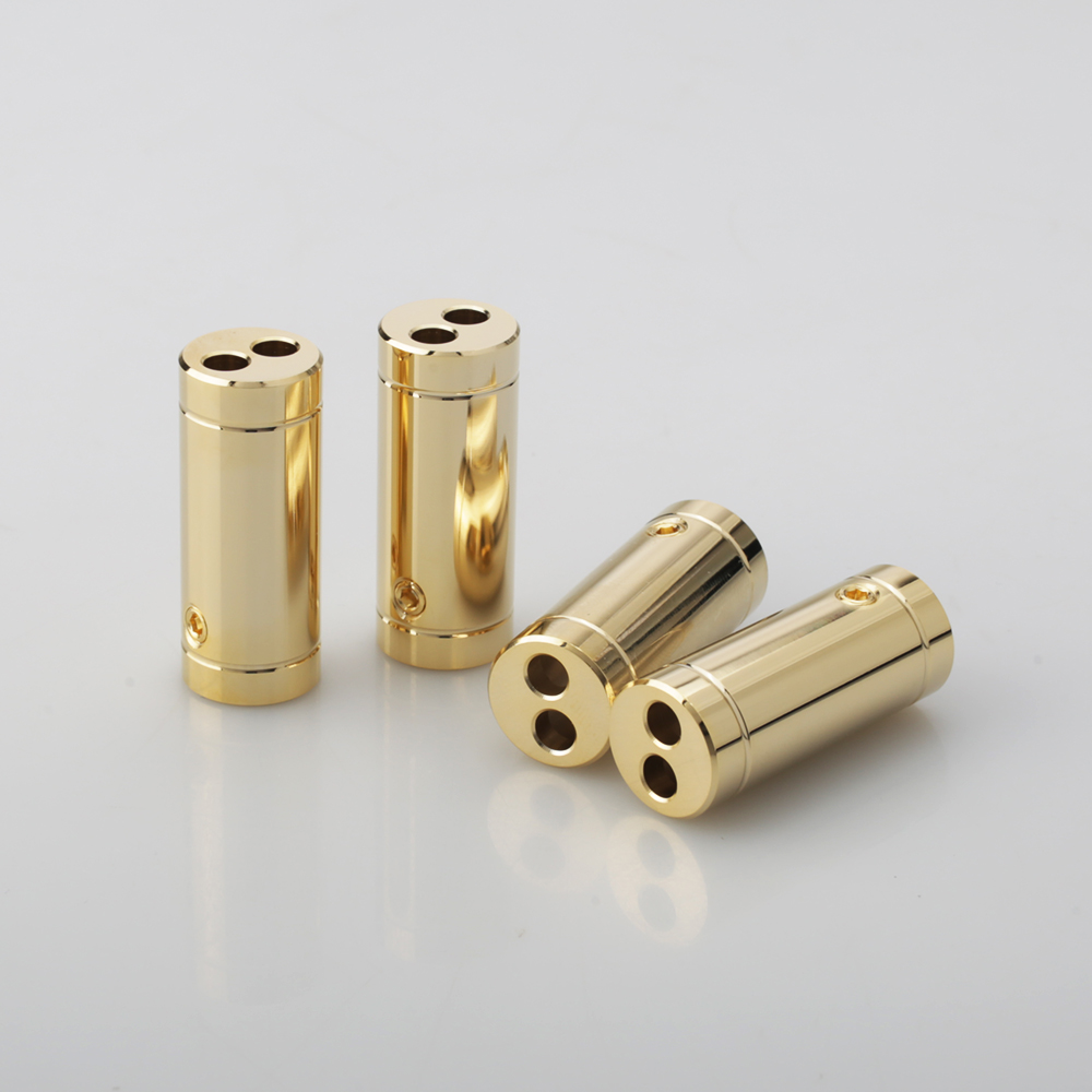 Audio Splitter Y - 4 個のクロム/金メッキスピーカーケーブルオーディオケーブルワイヤーパンツブーツ Y スプリッター 1 ～