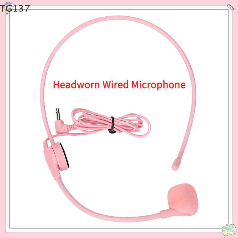 Wired Earphone Mic - 1 個 3.5 ミリメートルピンクヘッドウォーン有線マイクヘッドセット音声アンプスピーカークリアサウンドマイク会議ガイドスピーチ教師用