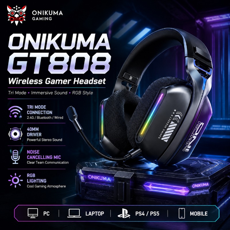ONIKUMA GT808 ワイヤレスゲーミングヘッドセット - Gaming Headset Rgb のレビューと価格