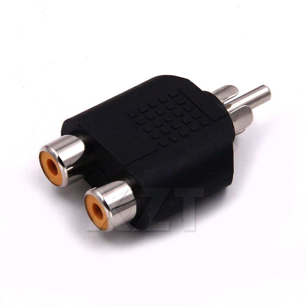 3.5mmステレオオス-2RCAメスアダプター金メッキオスジ - Earphone Splitter Jack のレビューと価格