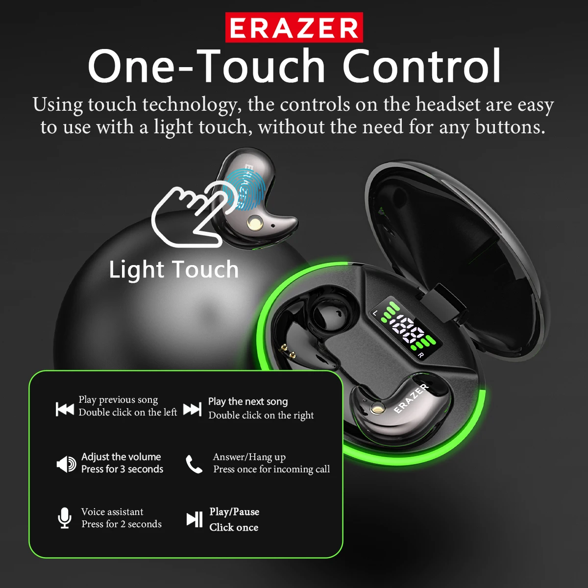 EARZER XF58 インイヤー型Bluetoothヘッド - Earbuds Charging Case のレビューと価格