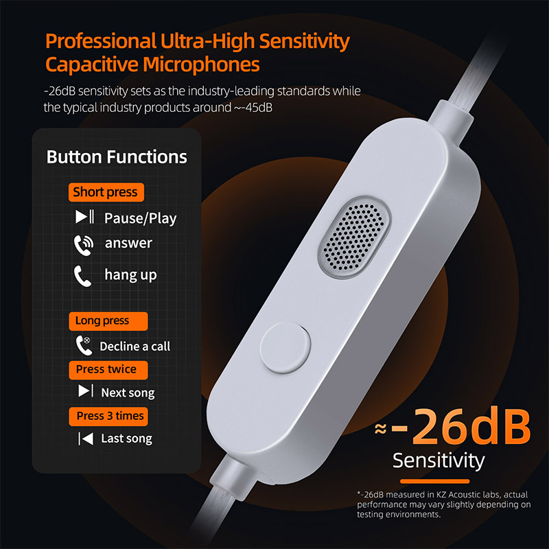 KZ-M2 OFC銀メッキヘッドセットケーブルデュアルマイク - Wired Earphone Mic のレビューと価格